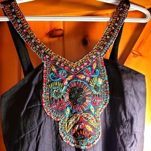 Mira, Large, Beaded long dress, Black